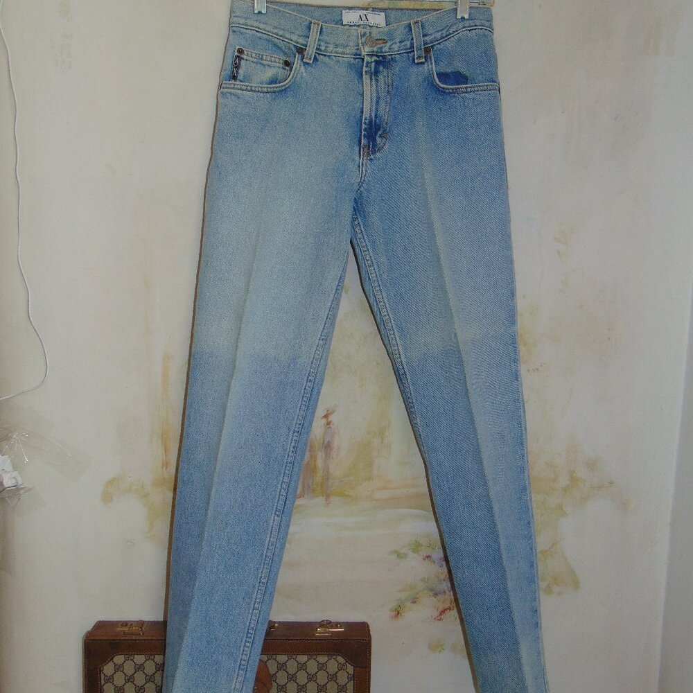 AX Armani Exchange Jeans Womens 4 Boot Leg High Waisted Mom Blue Light Denim